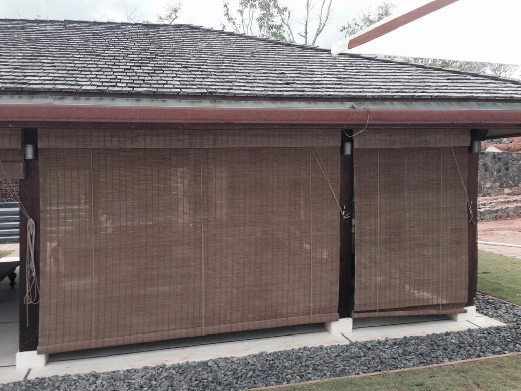 brown woven bamboo blinds
